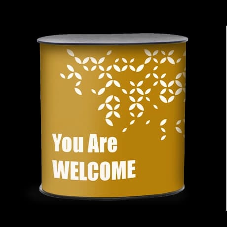 Comptoir d'exposition incurvé