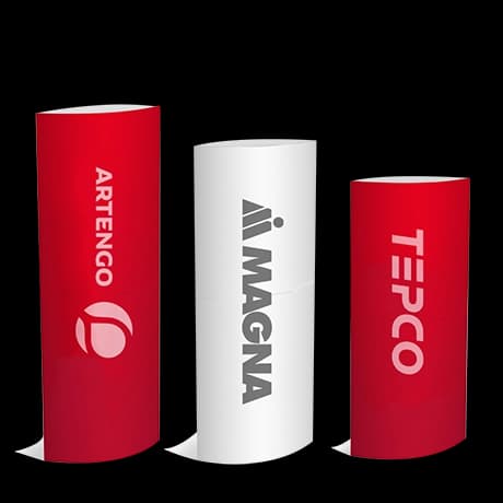 Colonnes publicitaires elliptiques en carton ondulé