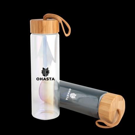 Bouteille de verre effet métallique personnalisée