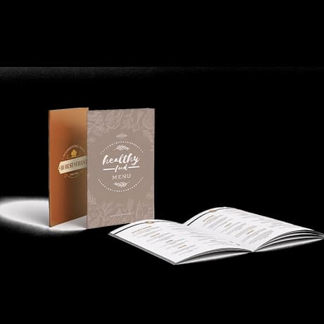 Menu personnalisé avec reliure agrafée