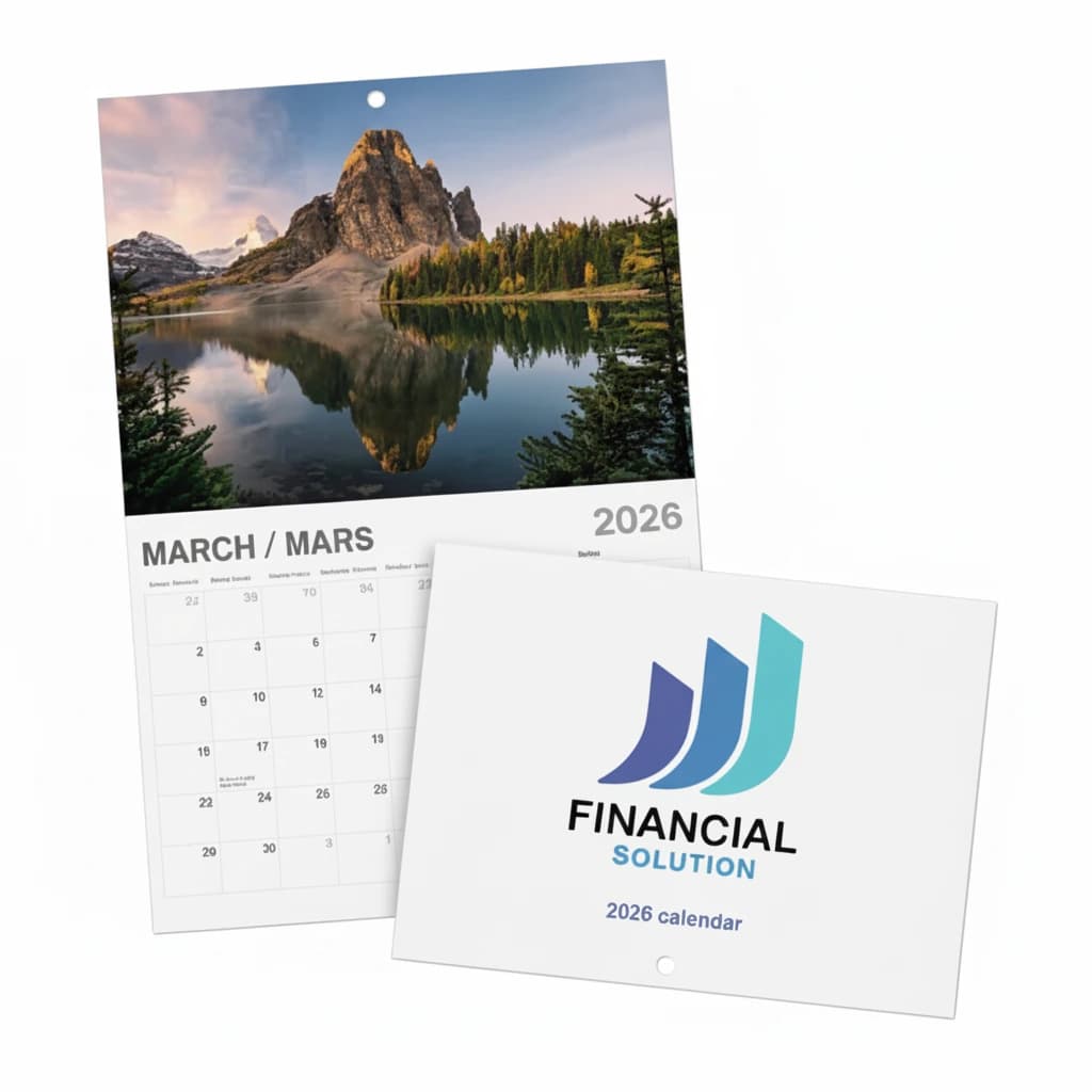 Calendrier mural avec reliure agrafée pour communication visuelle