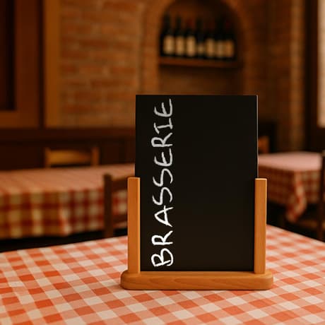 Houten tafel menu krijtborden