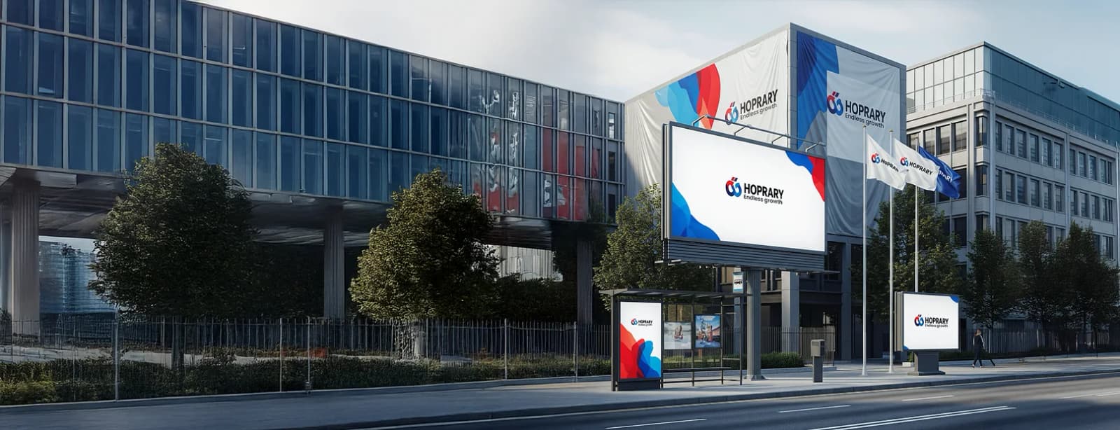 Solutions d’impression corporate grand format : panneaux publicitaires, affichage extérieur et communication visuelle professionnelle.