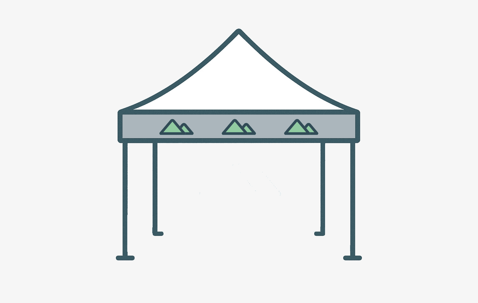 Tente pliante avec bandes de bordure imprimées