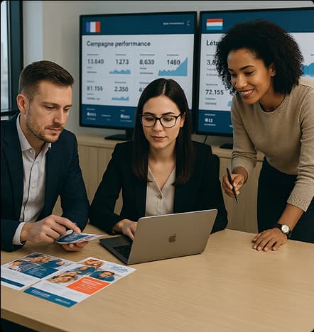 Meertalig team dat internationale campagnes beheert - Gecentraliseerde coördinatie.